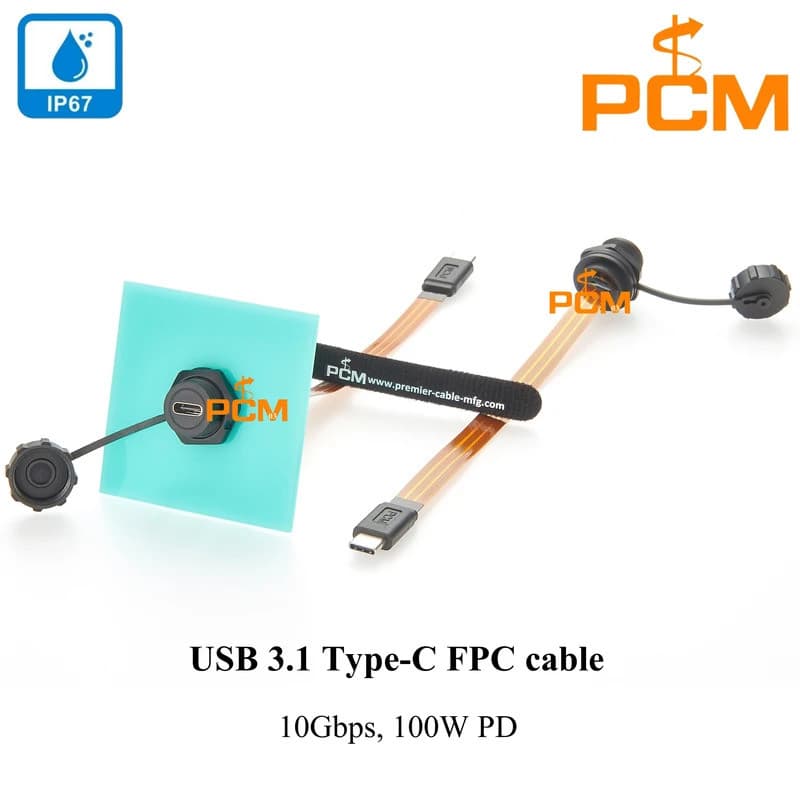Cabo FPC USB C para USB C 10Gbps 100W Carregamento Rápido USB 3.1 Gen2 Tipo C PD Cabo macho para fêmea para montagem em
