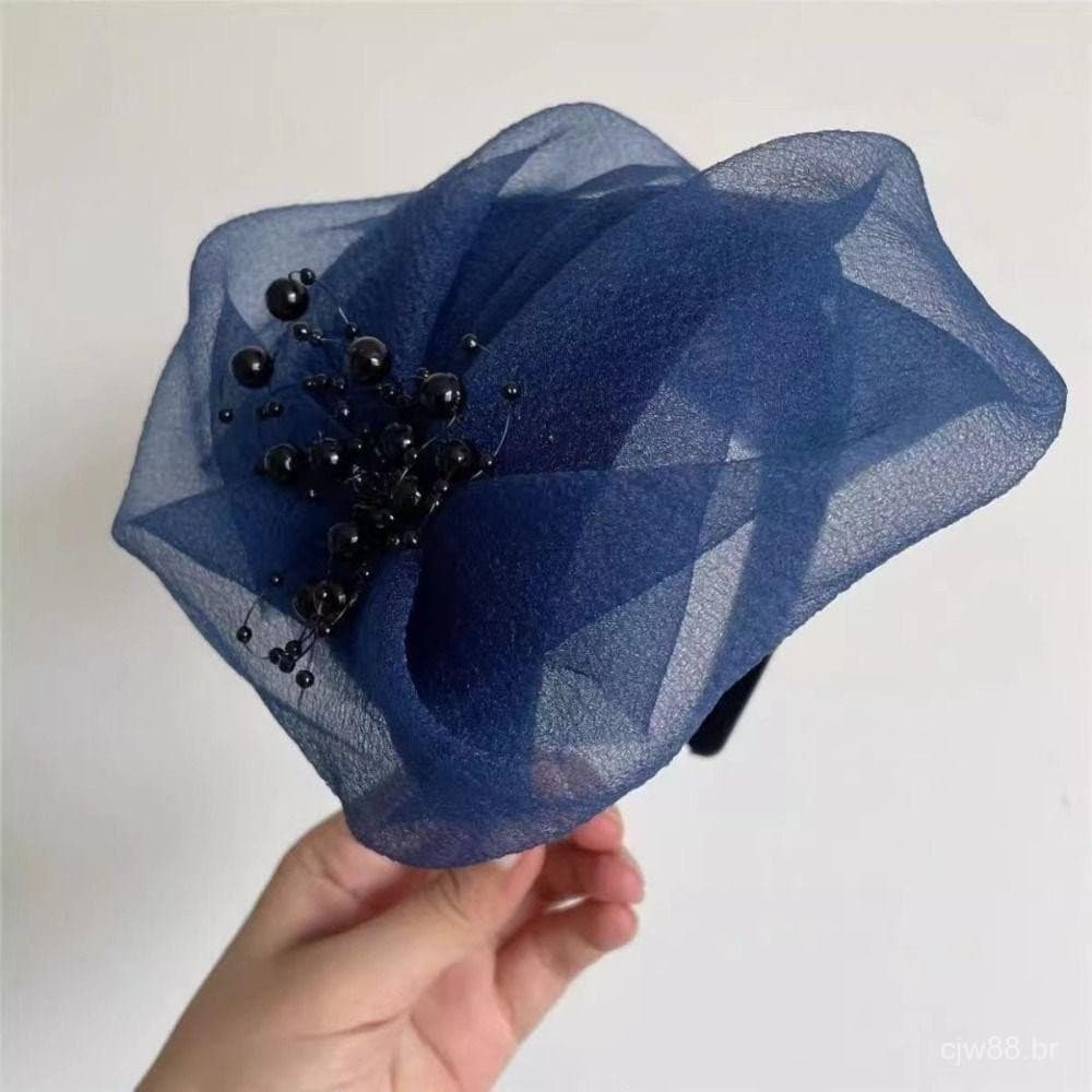 Faixa de Cabelo de Malha com Contas Adequada para Festa Noturna Fio de Plástico Meia Chapéu Estilo Francês
