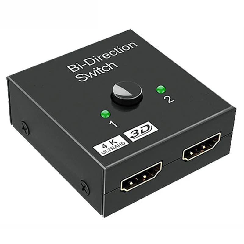 Switch HDMI 2.0 Compatível com 2 Portas 4K 2x1 1x2, Comutador Bidirecional 2 Entradas 1 Saída, Divisor para PS4/3, Adapt