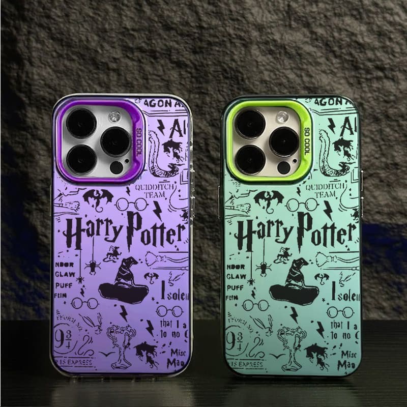 Acabamento metálico Capinha para iPhone 17/16/15/14 Pro Max Capa para celular Harry Potter resistente a quedas