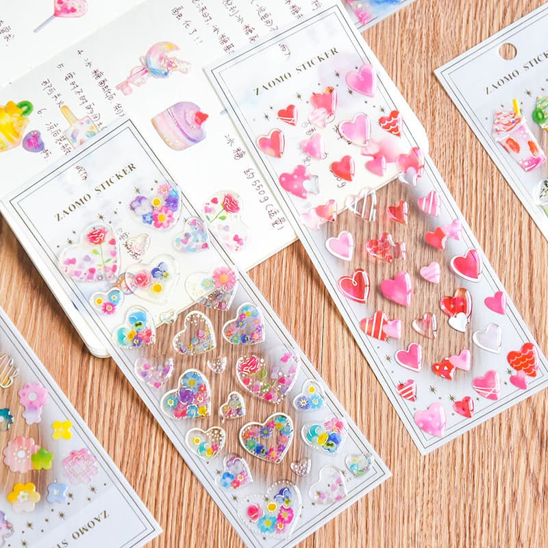 Novo produto manual criativo adesivos adesivos de cristal dos desenhos animados DIY diário decoração transparente tridim