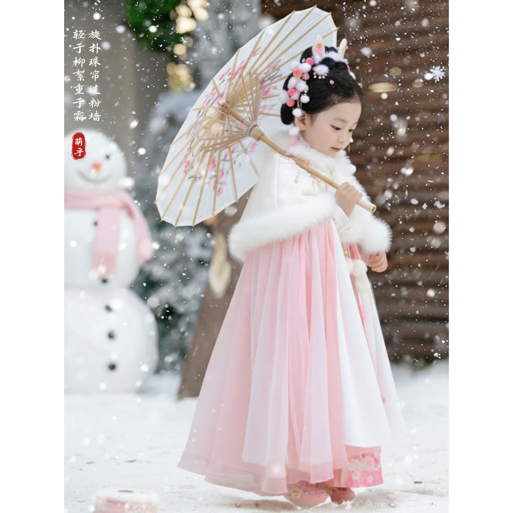 Hanfu meninas outono inverno estilo crianças High-End estilo Super fada traje antigo comprimento médio grande manto cria