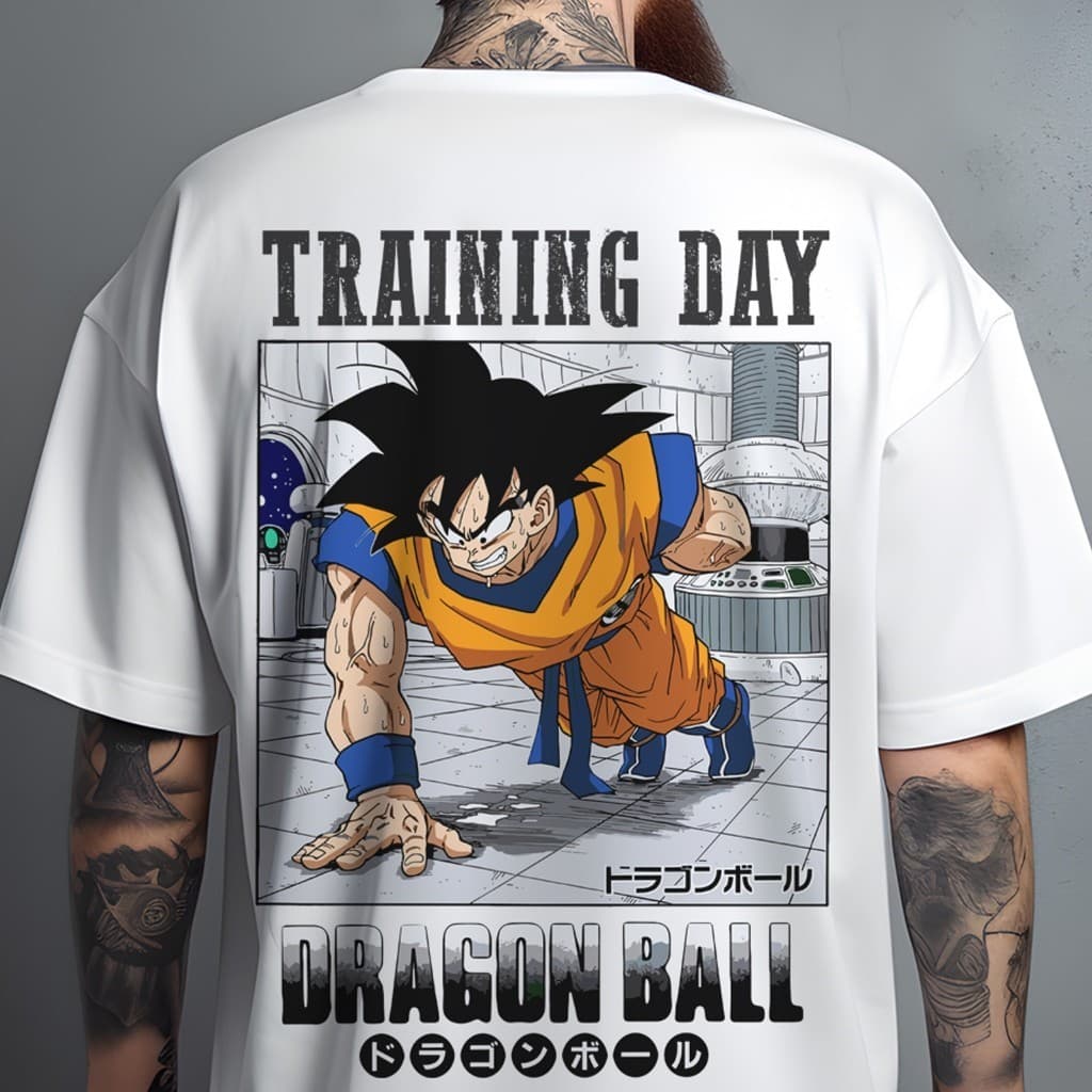 Camiseta  Oversized Em Algodão Estampa Dragon Ball Para Treinar/Academia