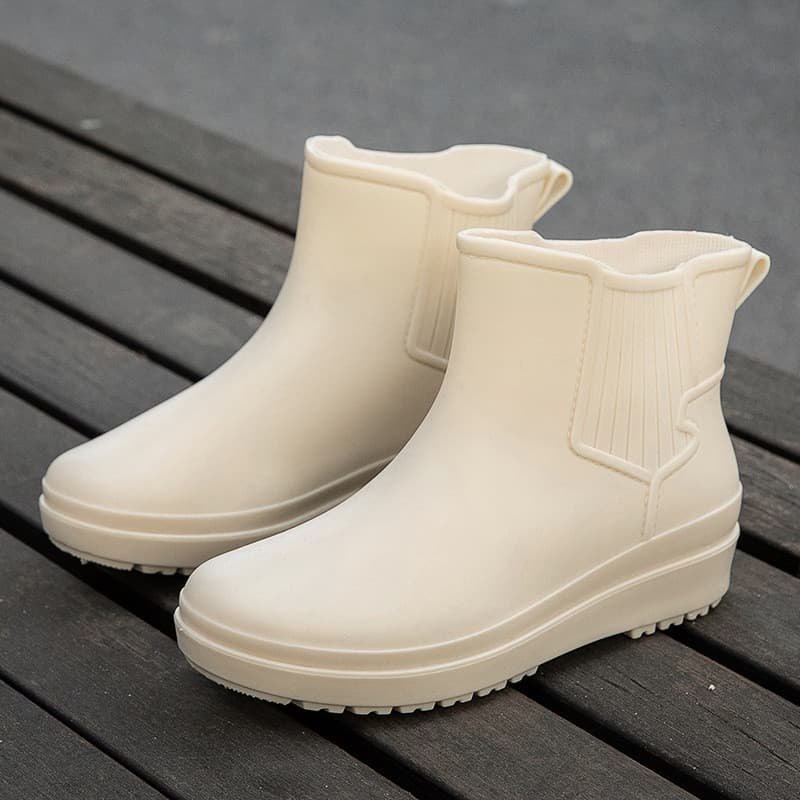 Botas de chuva antiderrapantes, sapatos impermeáveis para cozinha, botas de borracha curtas femininas para lavanderia, g