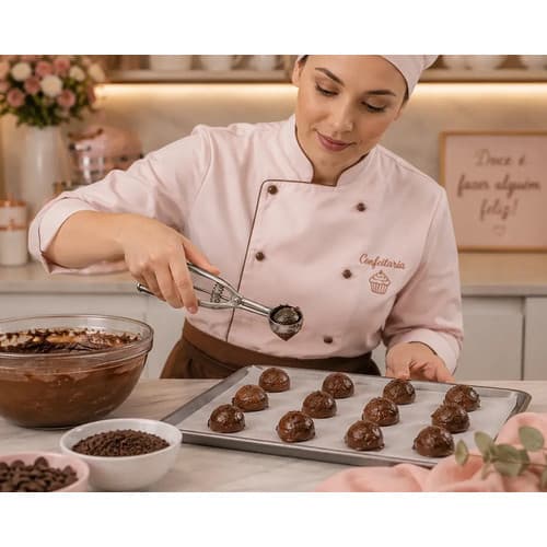 Colher Dosadora Ejetora Inox Bola 3cm Brigadeiro Docinho Prateado