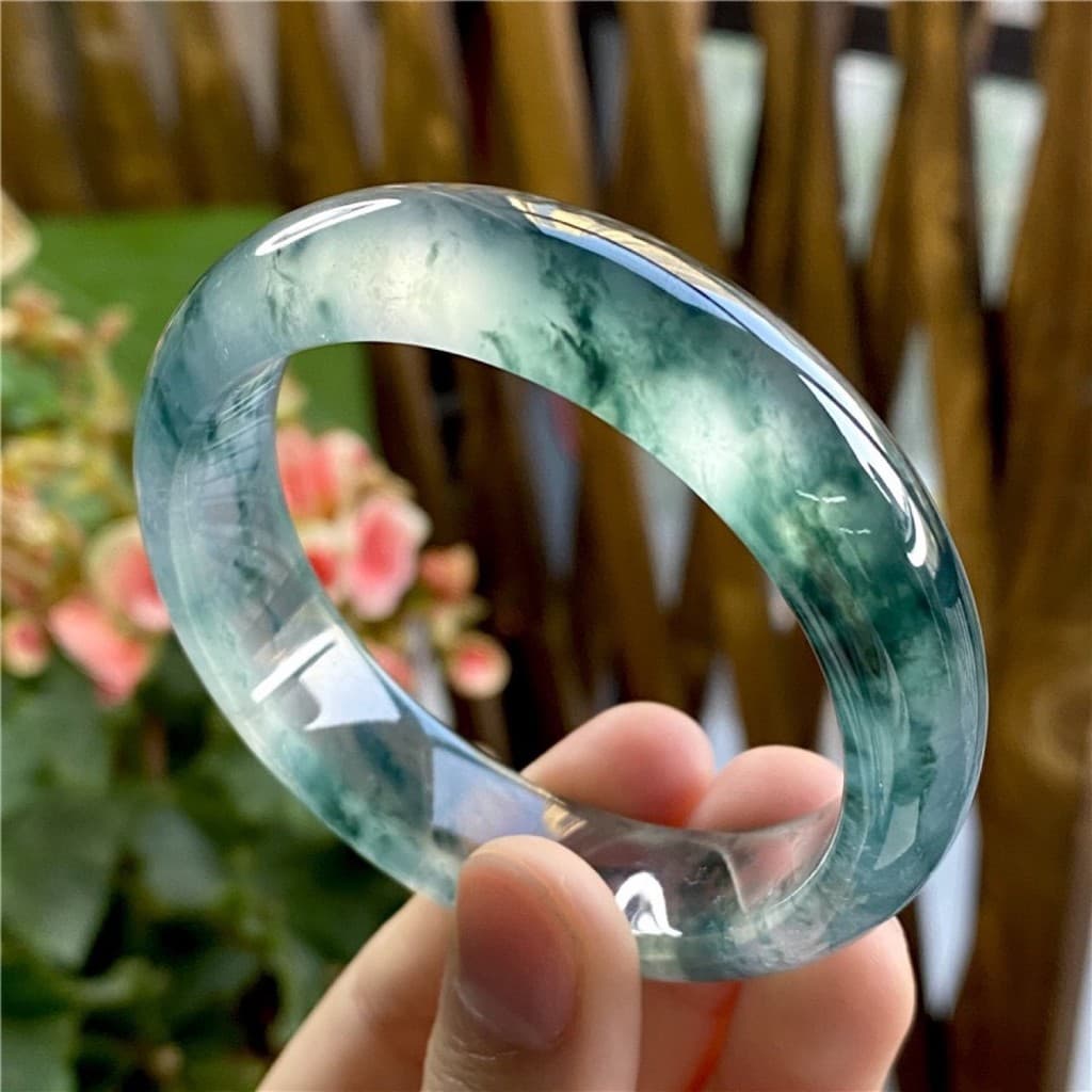 [Com certificado] Flor flutuante de semente de gelo Natural oficial Pulseira exclusiva de jade de dragão Jade Ping Alter