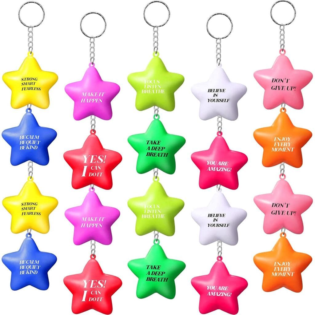 Bolas Antiestresse Motivacionais Zomiboo em Lote, Chaveiro de Espuma em Forma de Estrela com Frases Motivacionais, Prese