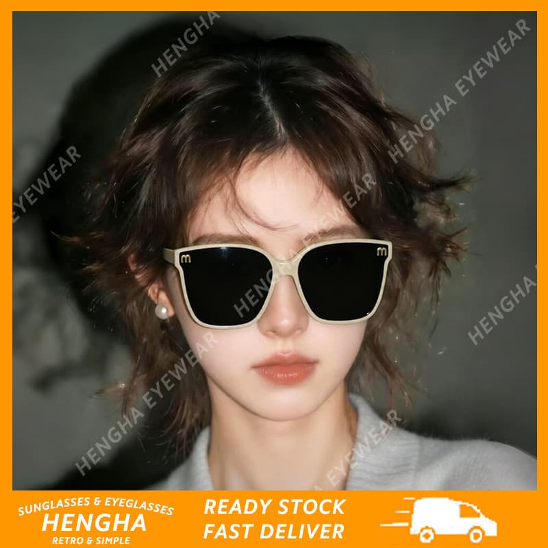 (HENGHA) Óculos De Sol Elegantes Unissex UV400 Com Decoração Premium Estilo Coreano