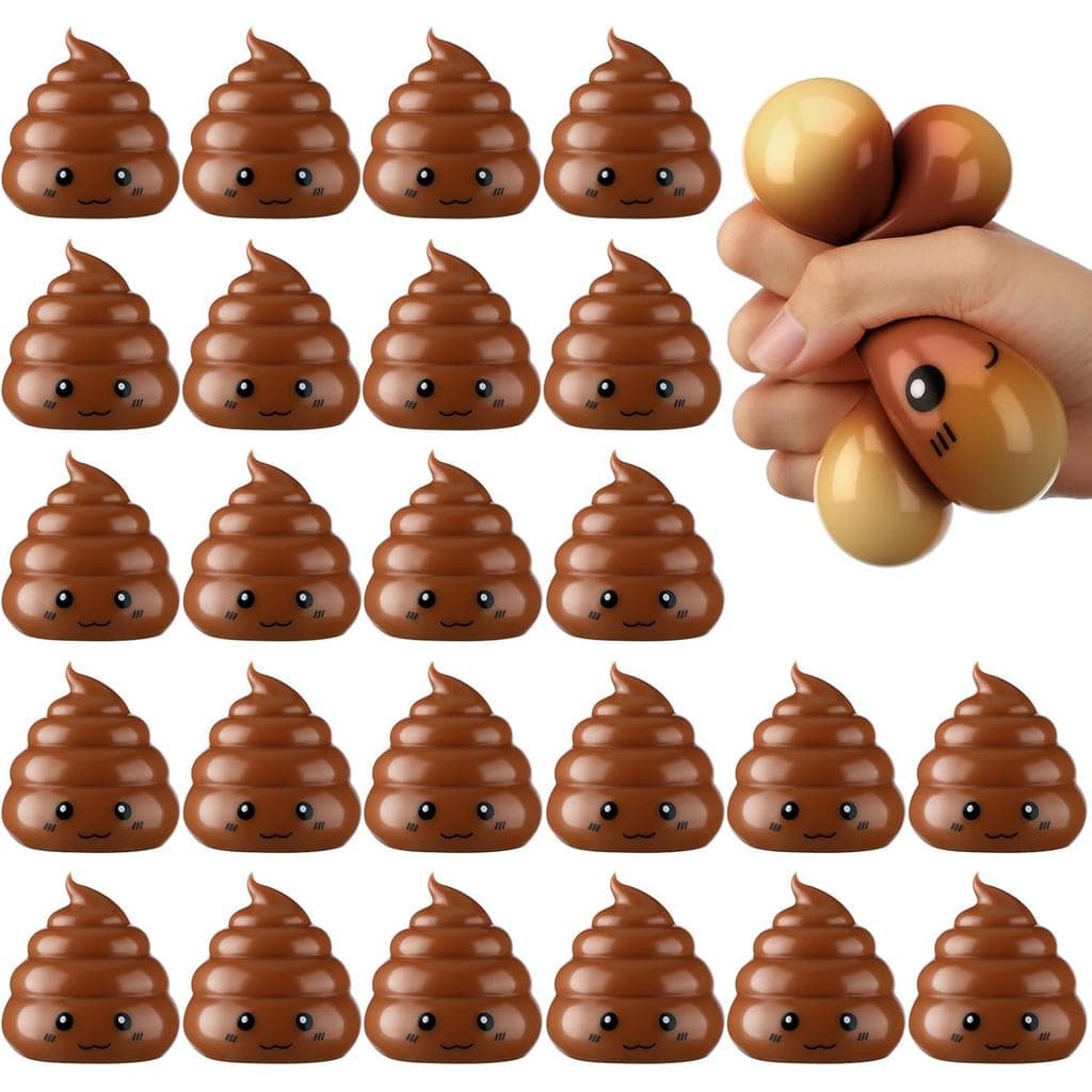 Meooeck 24 Peças Bolas Anti-estresse em Forma de Cocô, Mini Brindes de Festa, Bolas Fofas para Apertar, Divertidas para