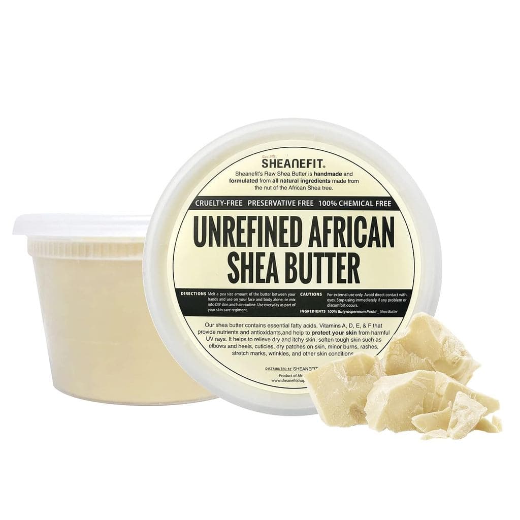 Sheanefit Manteiga de Karité Africana Crua Não Refinada, Manteiga Corporal Natural, Hidratante Diário Suave e Macio para