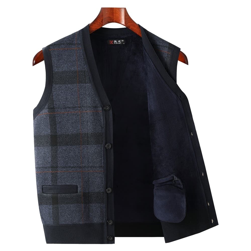 Outono inverno colete masculino idosos Cardigan pai colete de meia-idade idosos veludo engrossado colete masculino Swe