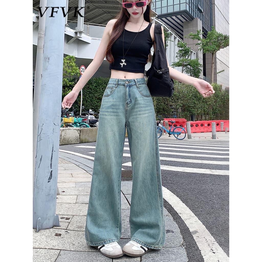 Vfvk cor clara Tencel Jeans feminino verão calças finas cintura alta Drape mais magro olhar calças retas pequenas calças