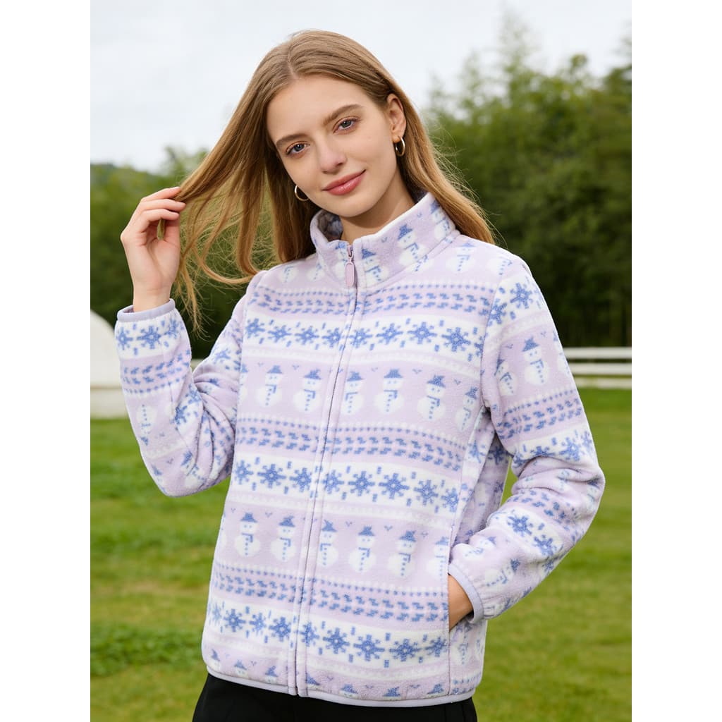 Yiduoduoduo primavera novo estilo jaqueta de lã Polar senhoras gola alta quente zíper Cardigan Granular velo Fle