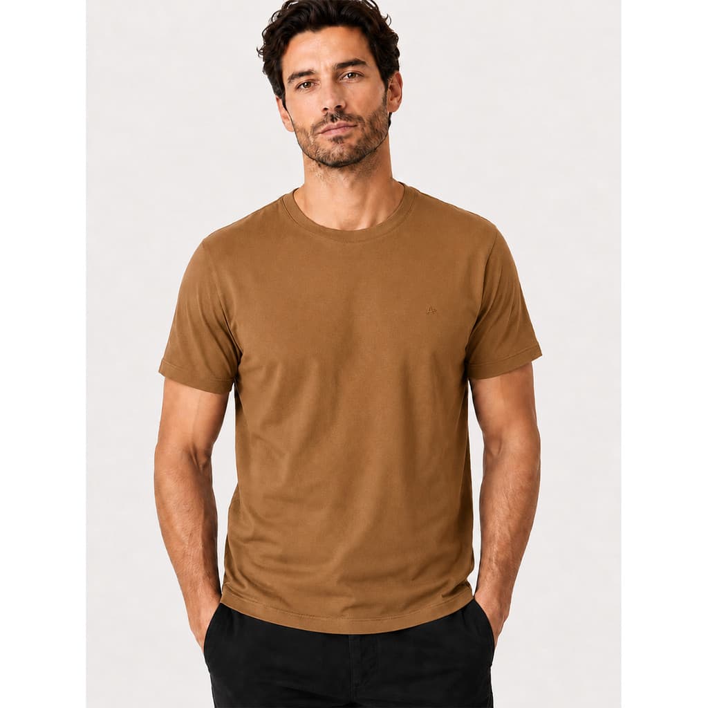 Camiseta Aramis Original Masculina Basic Lisa Mono Icon Marrom Âmbar