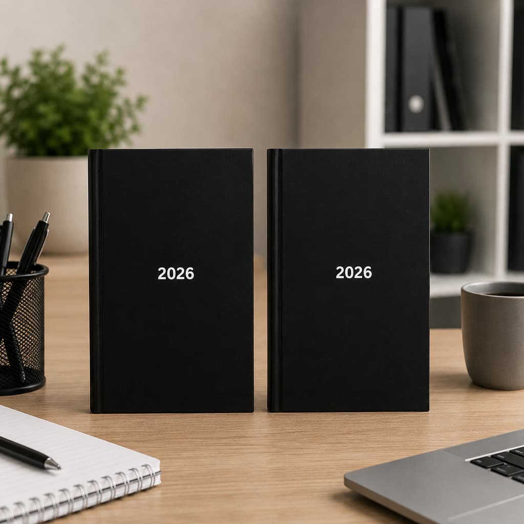 Kit 2 Agendas 2026 Diária Planner Classic Brochura Costurada Preto