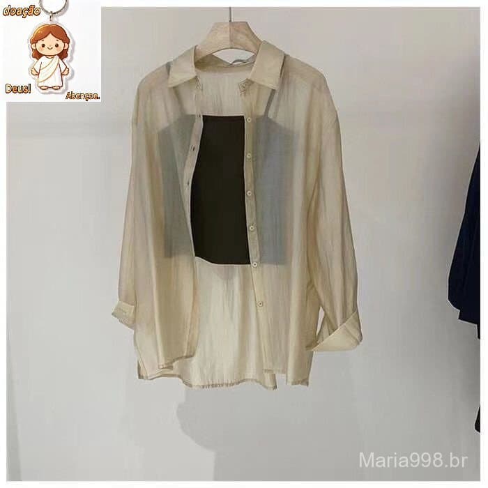 Venda a quente Protetor solar Vestuário Blusa Externa Camisa Placa Coreana Versão Tencel Algodão Pode Ser Abotoado Later