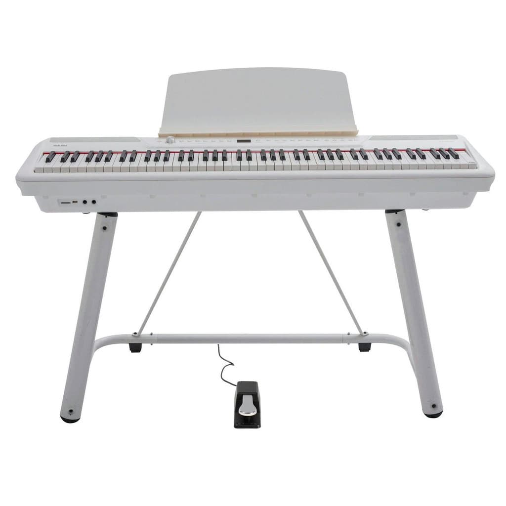 P200 Pearl River Piano Digital Teclas Fatar-Instrumento + suporte U-Branco
