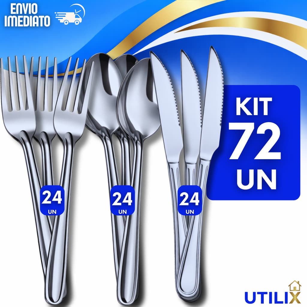 Kit Talheres Premium Inox Completo Alta Qualidade Garfo Faca Colher Mesa Posta Talher