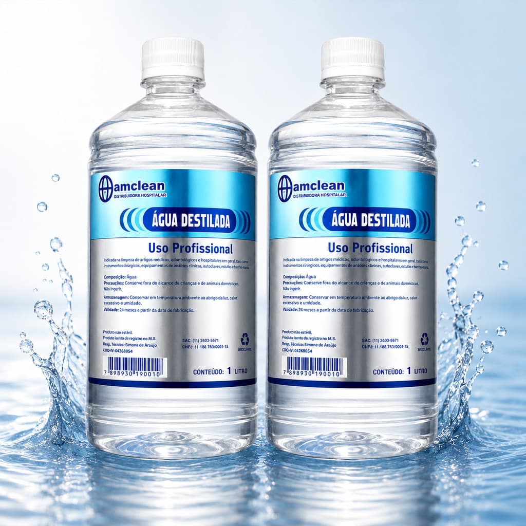 Água Destilada AM Clean Alta Pureza 1L 2L e 5L Para Radiador Bateria Vaporizador Uso Profissional