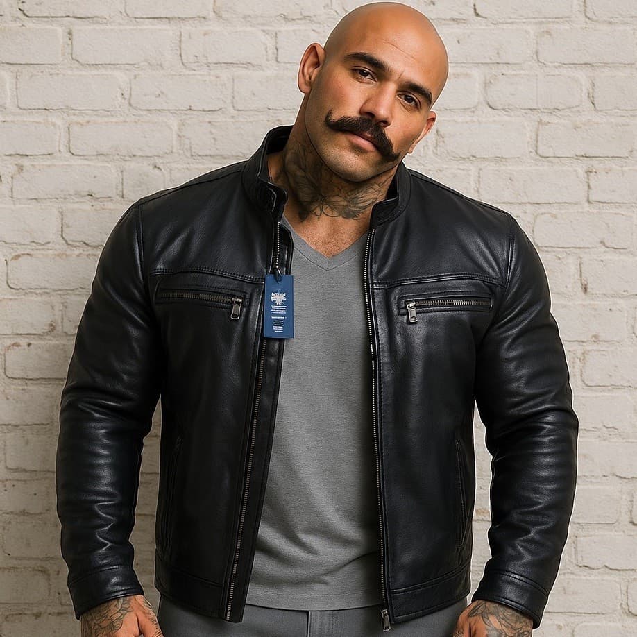 Jaqueta Masculina De Couro Grosso Forrado Costura Reforçada Importada
