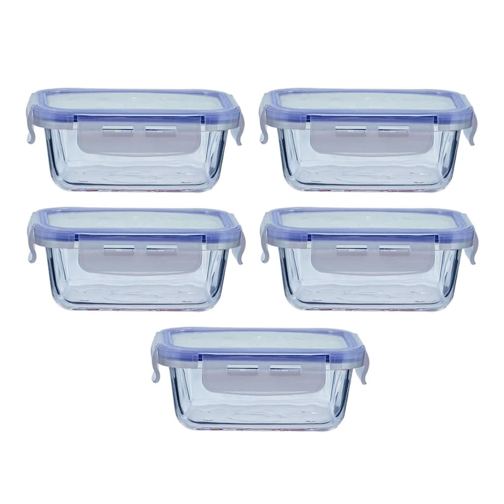 5 Pote Vidro Vedação Hermética Lanche Marmita Comida 380ml Refratário Antivazamento Alimento Papinha Micro-ondas Freezer