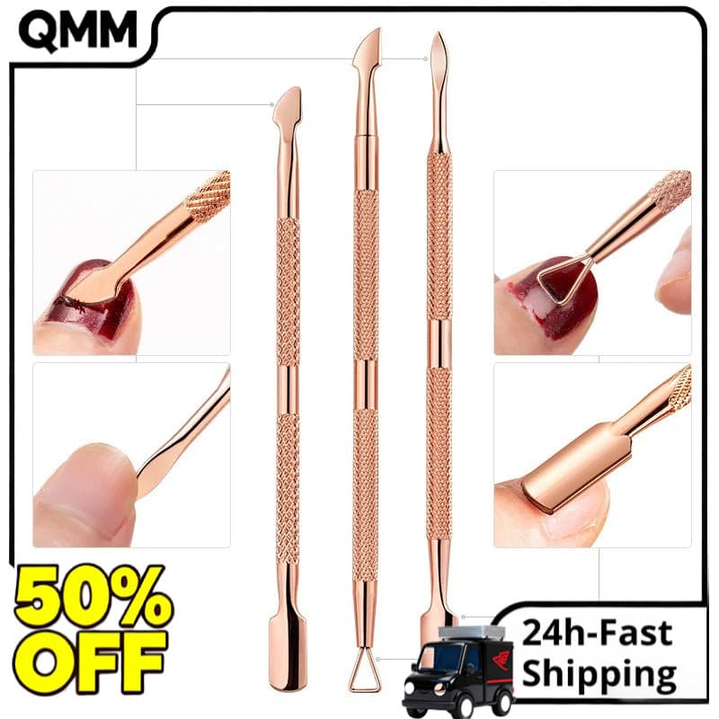 Empurrador De Cutícula De Aço Inoxidável , 4 Unidades , Ponta Dupla , Removedor De Pele Morta Para Pedicure , Manicure ,