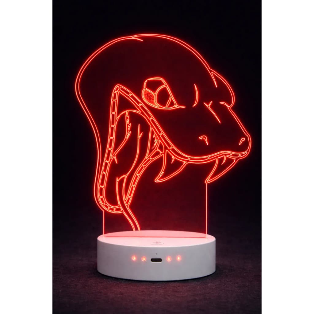 Luminária 3d Cobra Naja Abajur Led Gamer Decoração Quarto