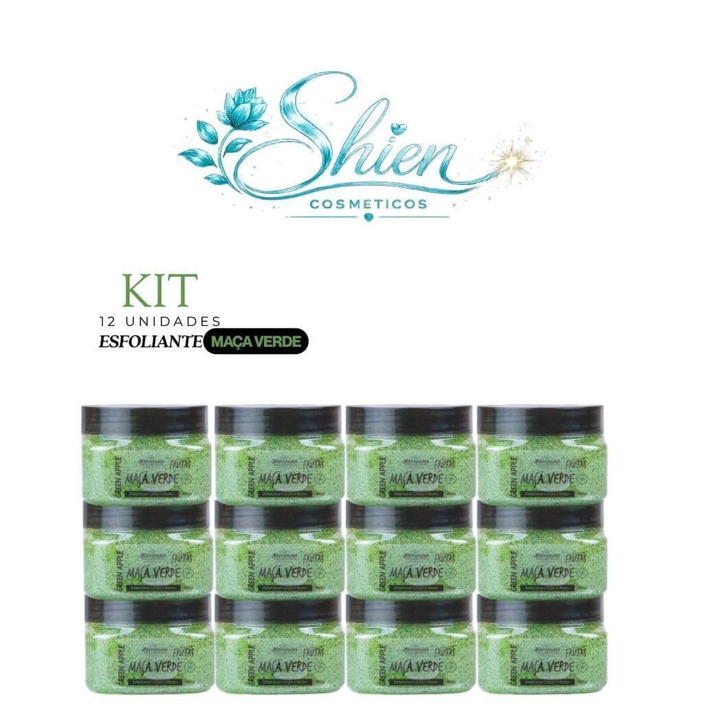 Kit 12 Esfoliante Frutas Corpo E Rosto Maça Verde 300G Rhenuks (Afilhado)