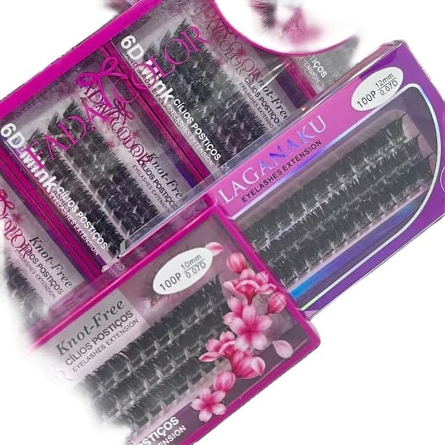 Cílios tufos de seda FADA COLOR100 pelos fada color - curvatura D/ Laganaku