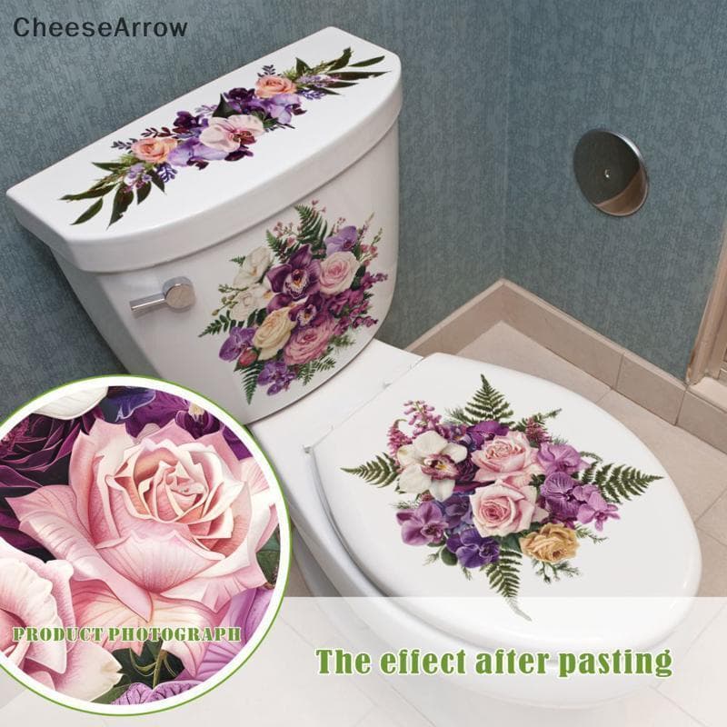 CC Toalete Stier Flor Borboleta Banheiro Auto-Adesivo Pintura À Prova Dwaterproof Água Capa De Parede Do BR