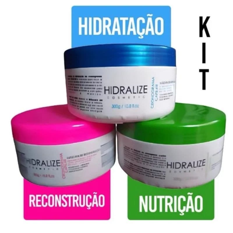 Kit Cronograma Capilar Hidralize Completo Hidratação Nutrição Reconstrução 3 Etapas