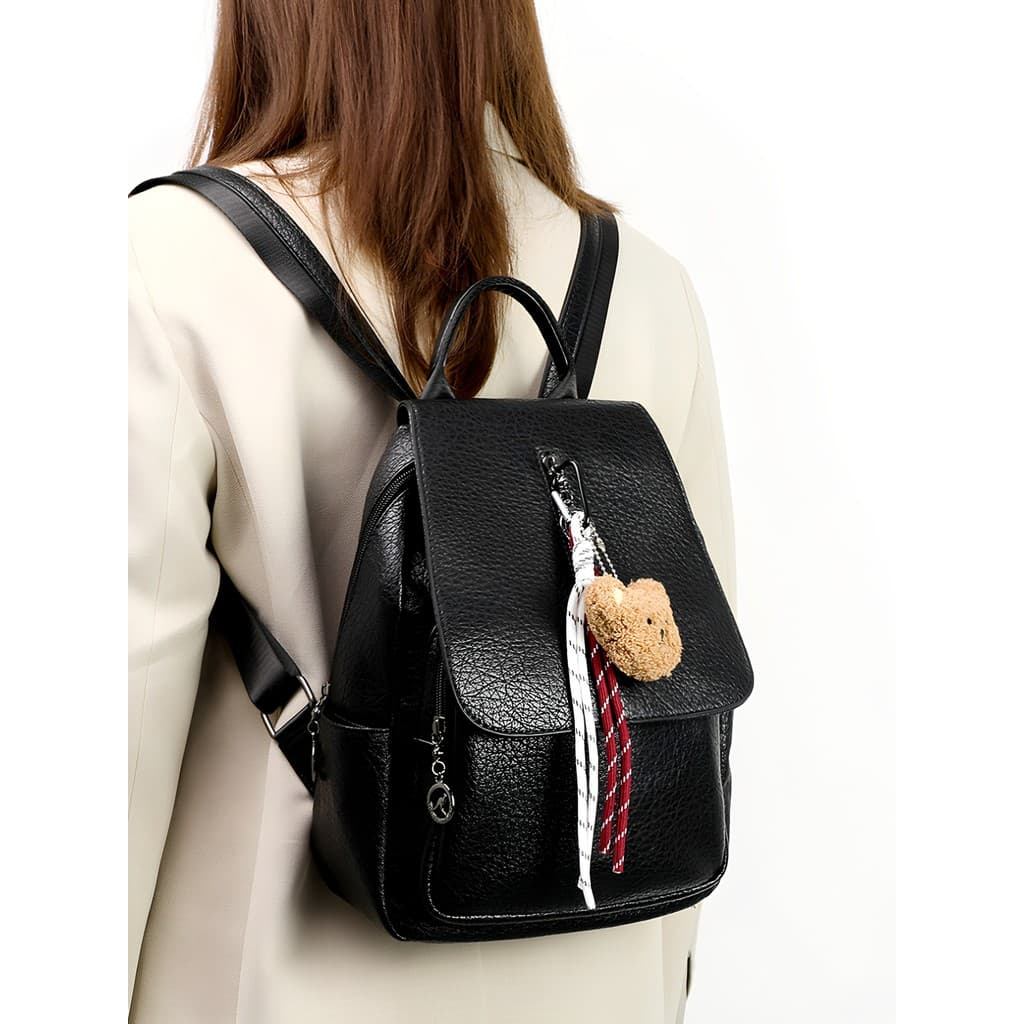 Evelyn mochila feminina de couro macio 2026 novo estilo All-Match Casual Commuter mochila de viagem aba menina saco de e