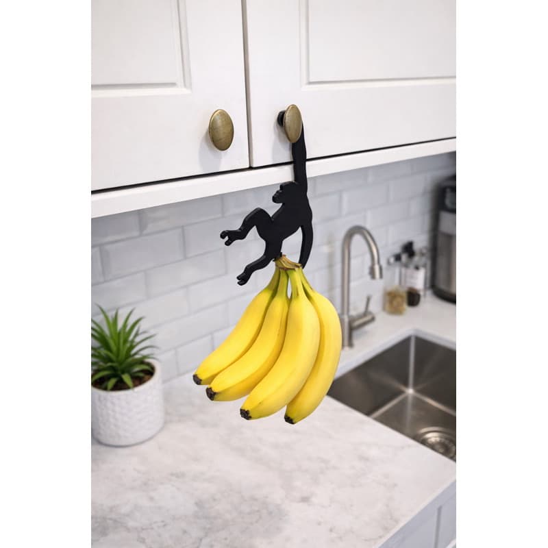 Suporte Porta Banana Macaco Marrom | Gancho Criativo 3D Decorativo para Cozinha | fruteira