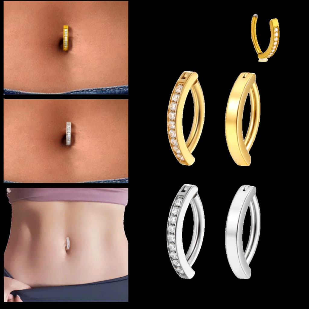 Piercing Umbigo Argola Clicker Titânio Calibre 1.6mm Diametro 10mm Zircônia