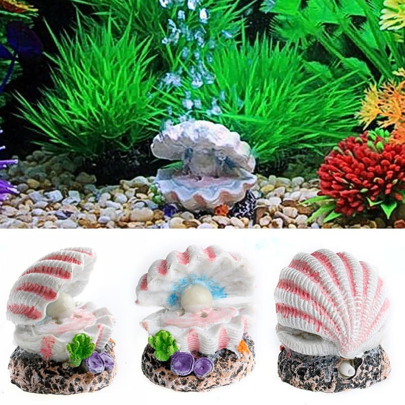 Acessórios Para Aquário Pedra Bolha De Ar Pearl Shell Decoração Resina Artificial Ornamentos Pérola Bomba Tanque De Peix