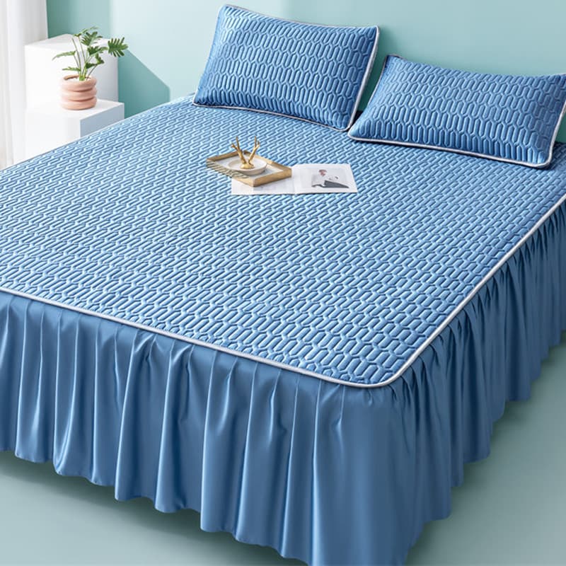 Legal látex legal esteira conjunto de três peças cama saia estilo 1.5m tapete de seda gelo ar condicionado colcha conjun