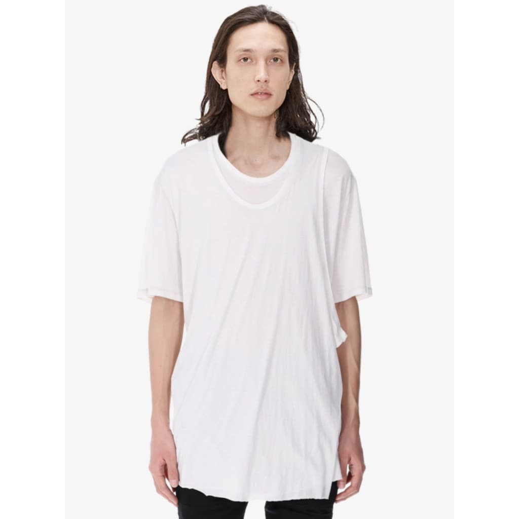 GAOSTUDIOS Simples Camada Dupla Cardigan Gola Baixa Abotoada Camiseta Masculina Solta Simples Desconstrução Japonês Retr