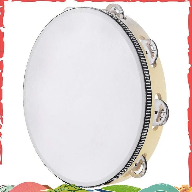 10 Polegada Mão Tambor Sino Pandeiro Jingles Percussão Presente Instrumento Educacional Musical Para Adultos Igaldjur1