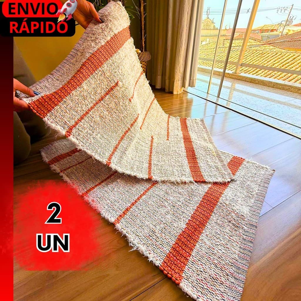 2 UN Tapete 100% Algodão Luxo  Estilo Rústico | Ideal para Sala, Banheiro ou Varanda | Presente Útil