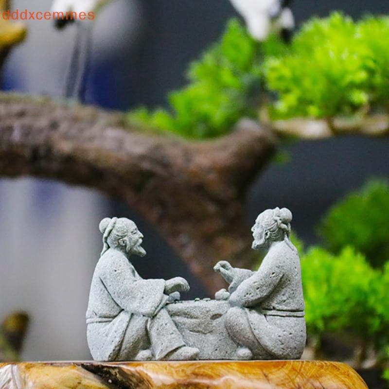 [dddxcemmes] Idosos Chineses Brincando De Estátuas De Xadrez Em Miniatura Decoração De Paisagem Pessoas Bonsai Ornamento