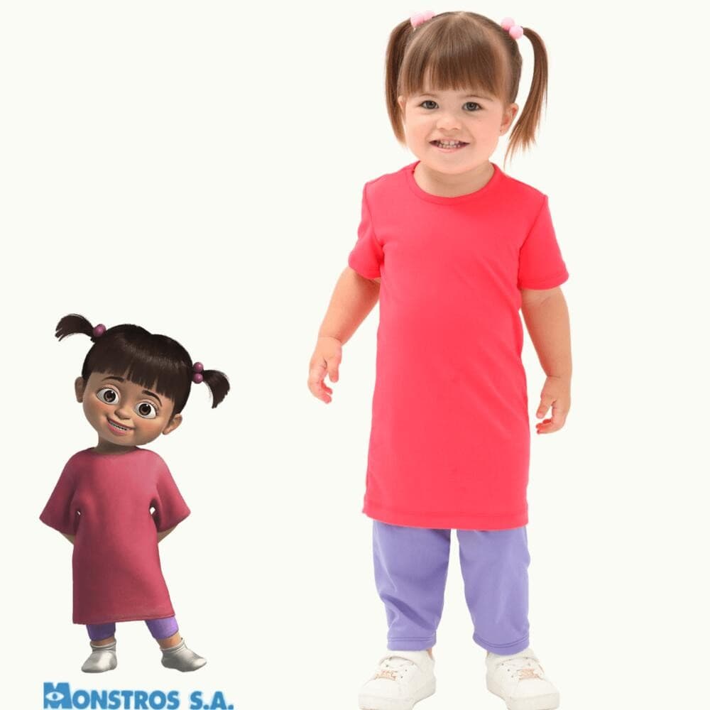 Fantasia Monstros S/A Boo Bebê Vestido Rosa E Calça Lilás