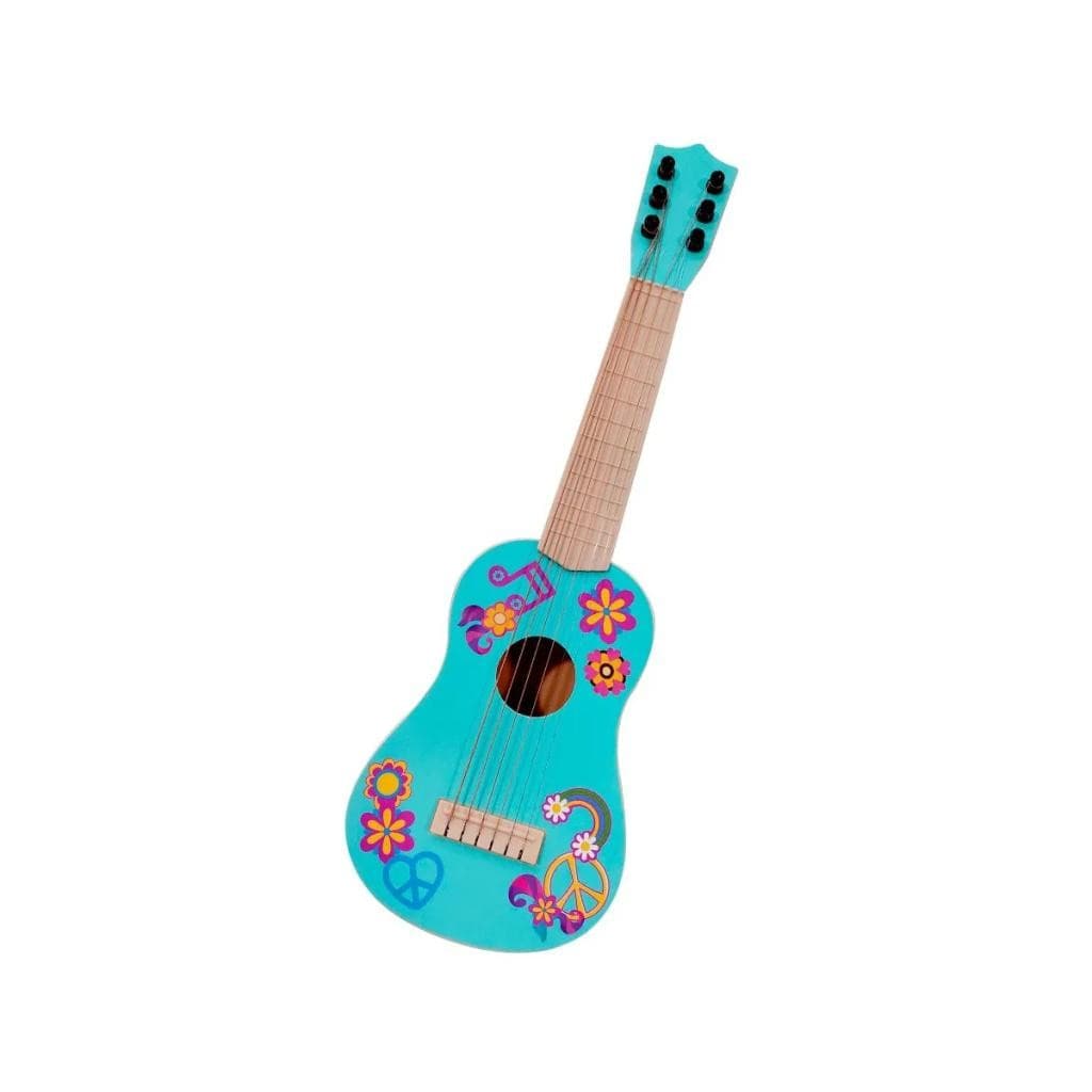 Violão Infantil 6 Cordas Estampado Verde Água Musical Sensorial Divertido Criativo Infantil