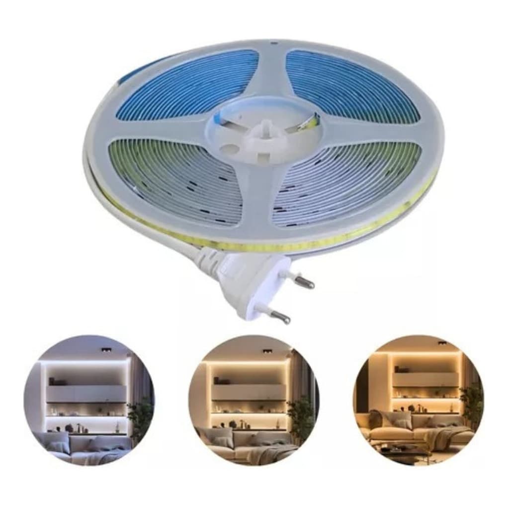 Fita Led Cob 320 Led/m Ip44 Direto Na Energia 10 Metros