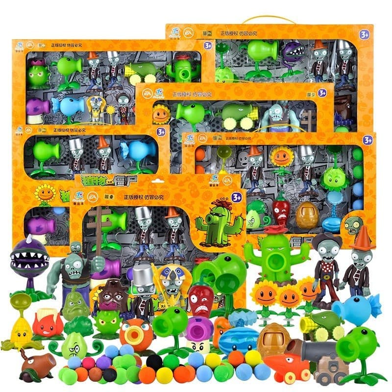 Novas Plantas vs . Zombies Battle Game Toy 2 Conjunto Completo De Ejeção De Borracha Macia E Dura Infantil