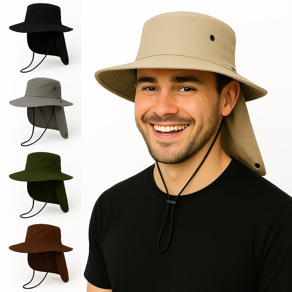 Chapéu Pescador Australiano Boné Pesca Proteção Pescoço Sol Chapéu Pescador Camping Australiano Proteção Nuca Pescoço