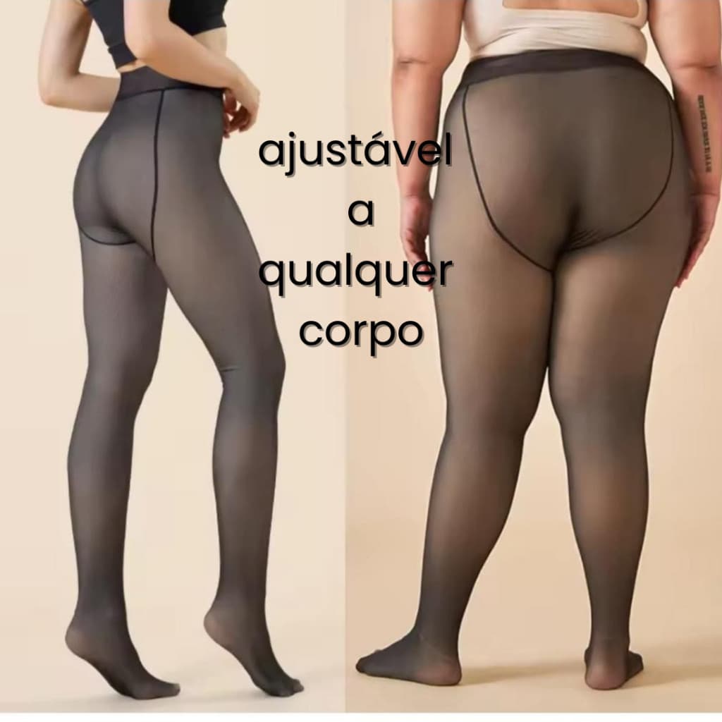 Meia Calça Térmica Translúcida Forrada Peluciada Inverno Quente Cintura Alta Tamanho 32x99cm