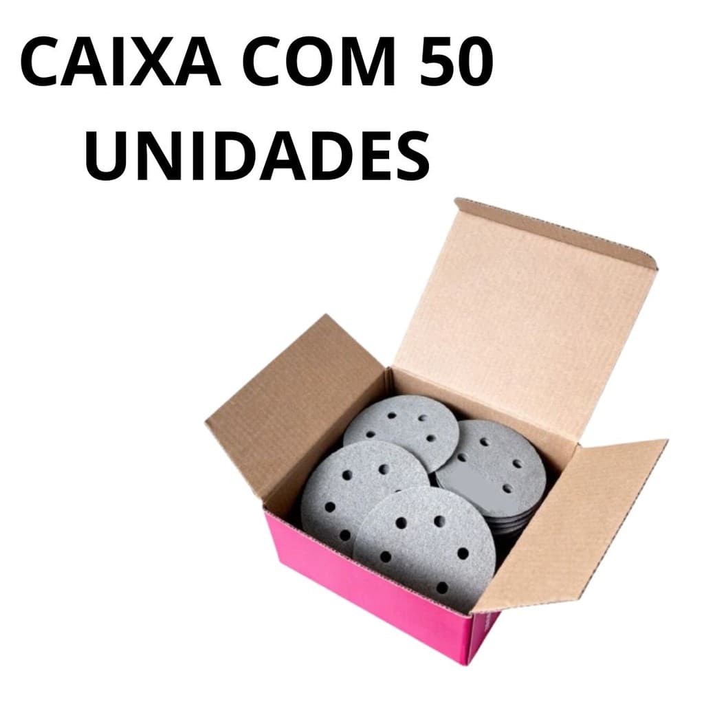 Disco de Lixa Roquite 6 polegadas C/ 6 Furos Velcro Caixa 50un