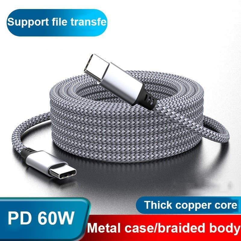 3M 5M 8M 60W Tipo C Para Cabo PD Carregador Rápido USB De Dados Longo Smartphone Tablet Câmera Monitor
