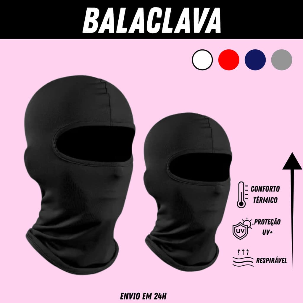 Touca Ninja Balaclava UV+50 Proteção Solar Térmica Ideal para Motoqueiro Motoboy Toca Preta