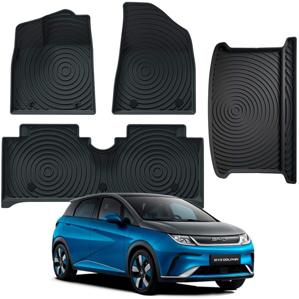Conjunto Jogo Tapete Automotivo Bandeja Borracha Para BYD Dolphin Cabine Porta Malas 3D Ekap 4 Pçs